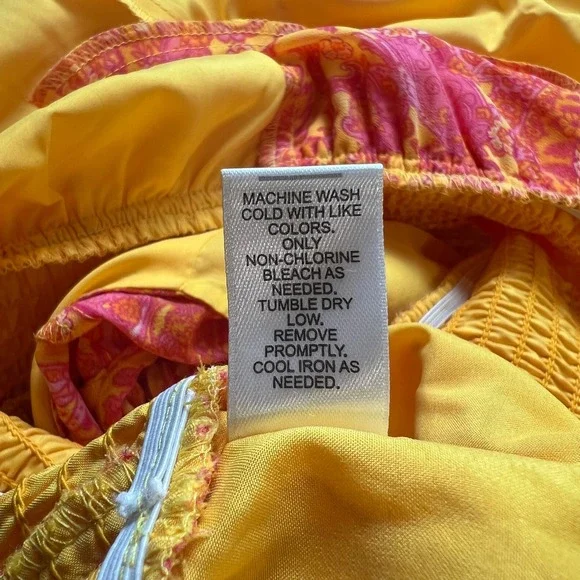 Versona Women's M Orange Pink Paisley Midi Dress Tiered Ruffle | Boho - Picture 7 of 7